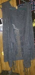 Gray Knit Sleeveless Cardigan